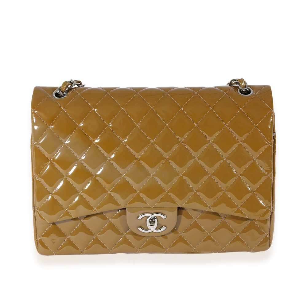 Chanel Chanel Tan Quilted Patent Leather Maxi Dou… - image 1