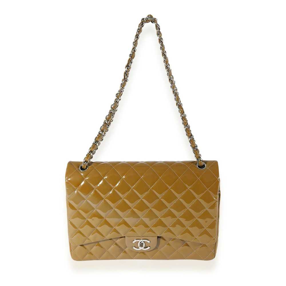 Chanel Chanel Tan Quilted Patent Leather Maxi Dou… - image 6