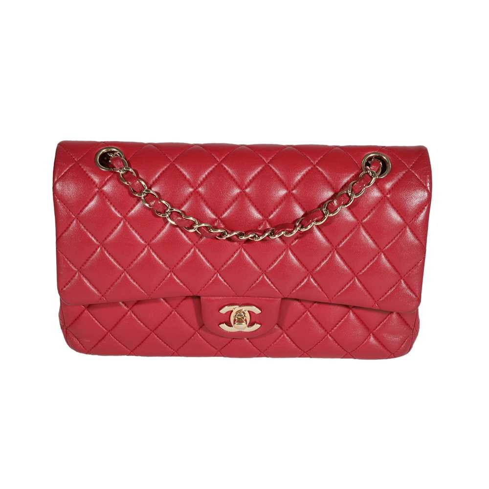 Chanel Chanel Red Quilted Lambskin Medium Classic… - image 1