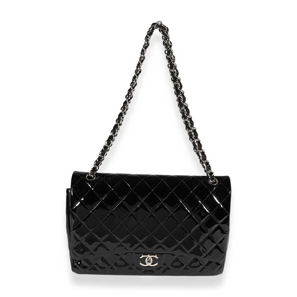 Chanel Chanel Black Quilted Patent Leather Maxi C… - image 6