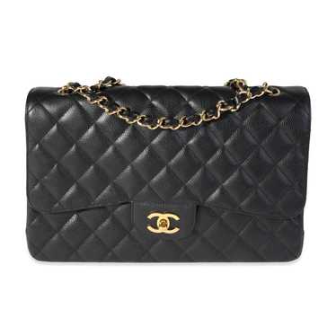 Chanel Chanel Black Quilted Caviar Jumbo Classic … - image 1