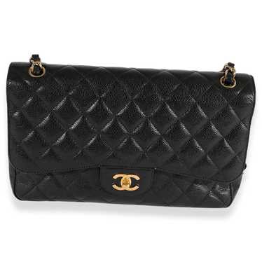 Chanel Chanel Black Quilted Caviar Jumbo Classic … - image 1