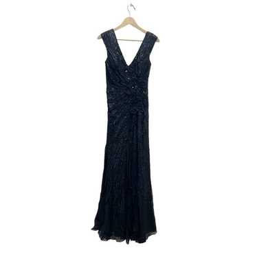 Alberto Makali Sequins Silk Maxi Dress Gown in Bl… - image 1