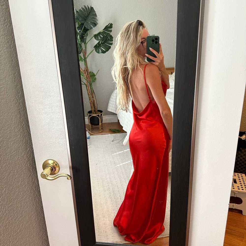 Red backless maxi dress - image 2