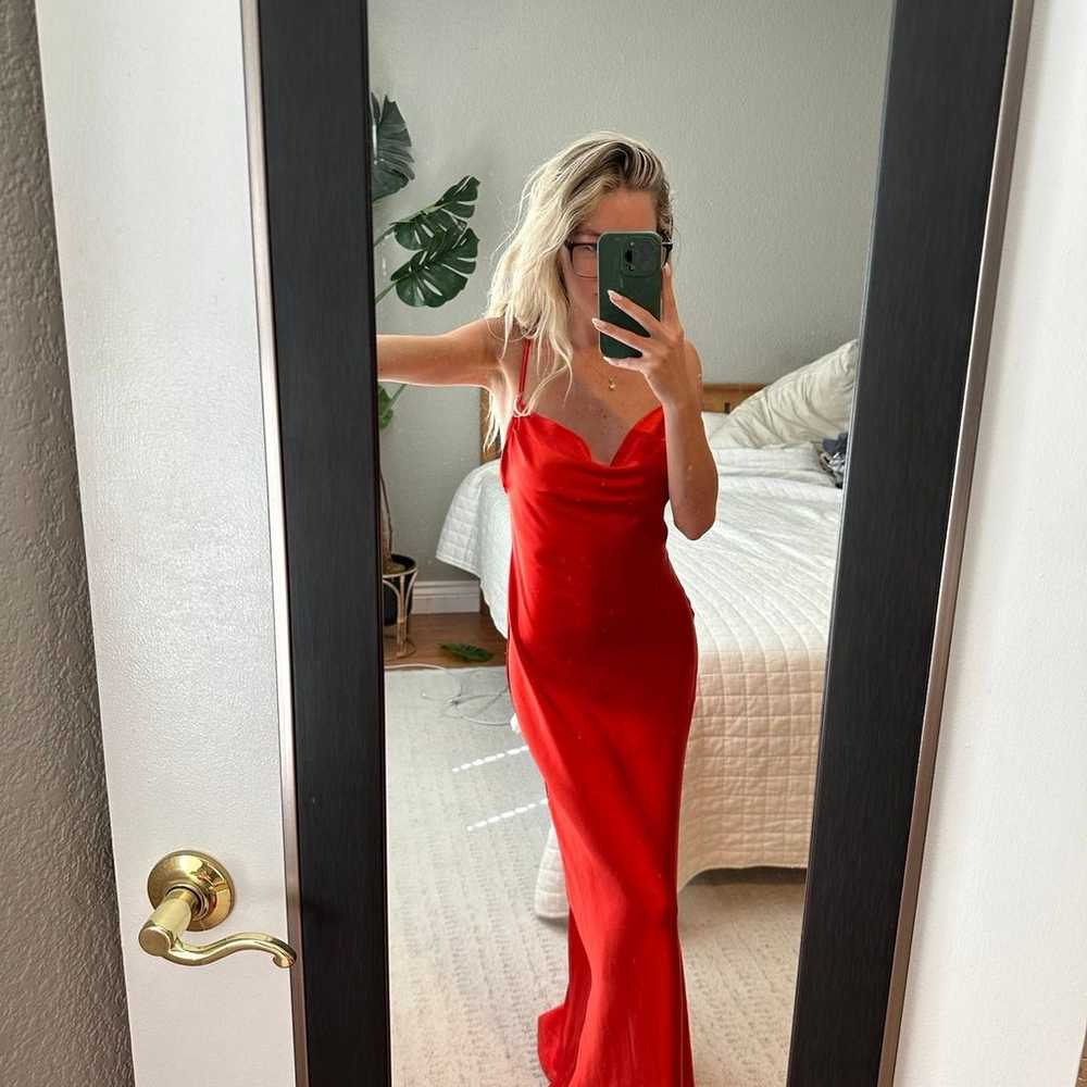Red backless maxi dress - image 3