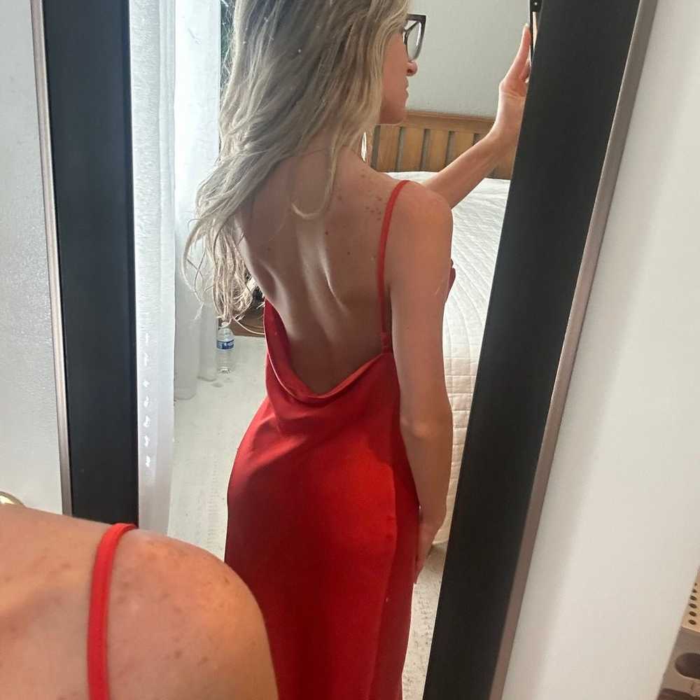 Red backless maxi dress - image 5