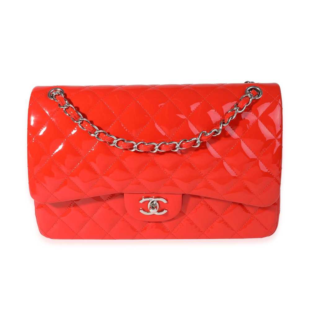 Chanel Chanel Red Patent Classic Jumbo Double Fla… - image 1