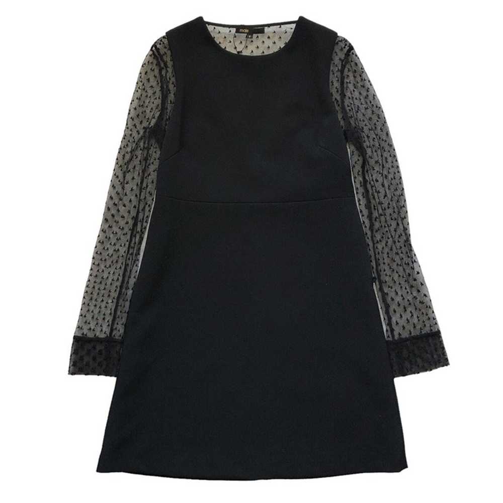 Maje Rimelle Black Lace Mini Dress Size 2 Sheer S… - image 3