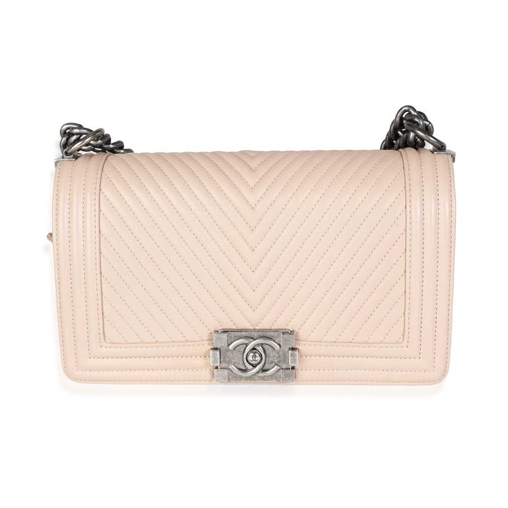 Chanel Chanel Light Beige Chevron Quilted Lambski… - image 1