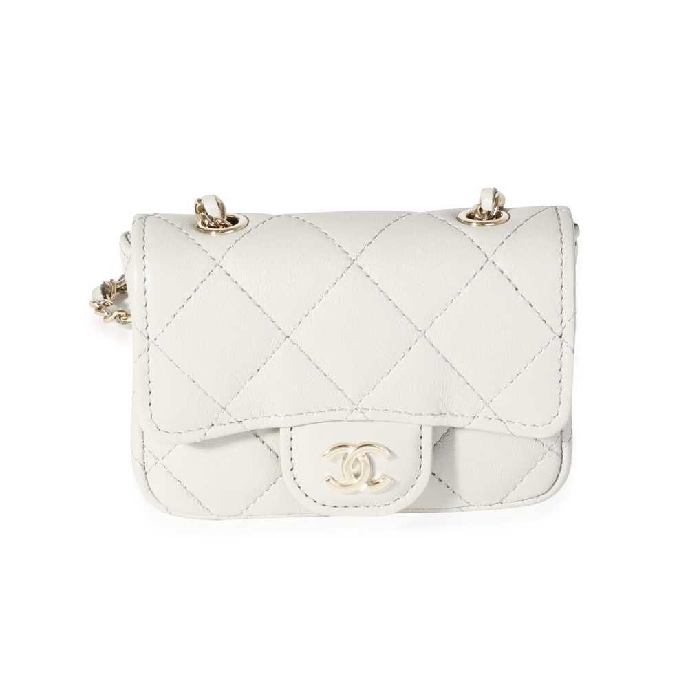 Chanel Chanel Grey Quilted Lambskin Mini Chain Be… - image 1