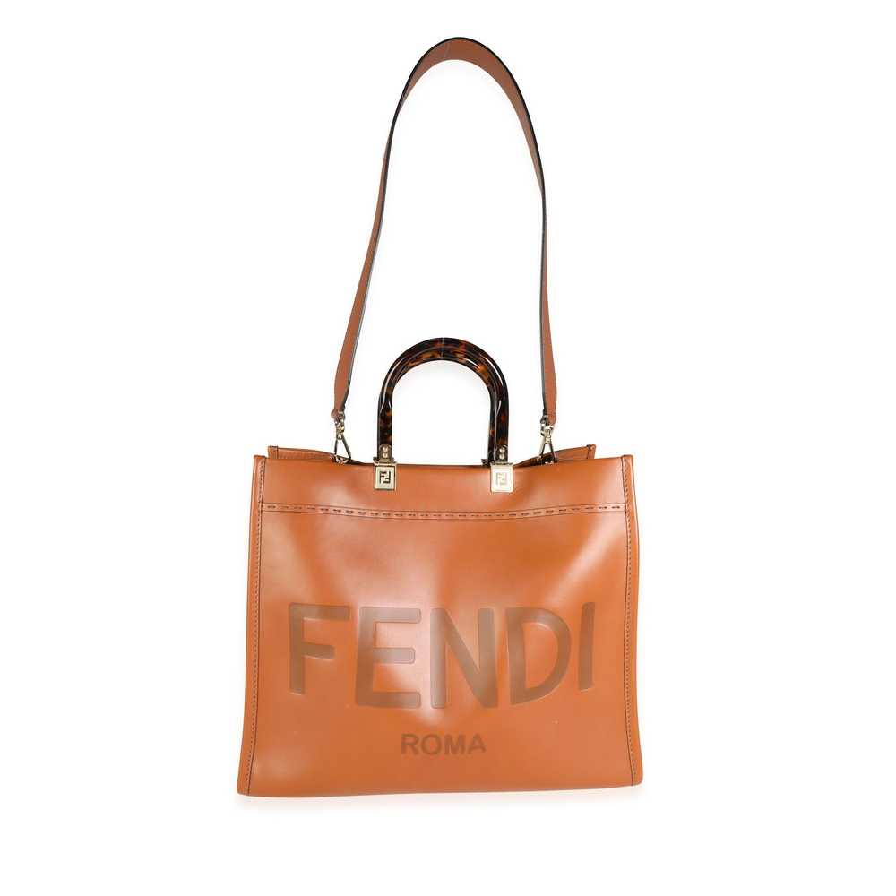 Fendi Fendi Brown Debossed Leather & Tortoiseshel… - image 5