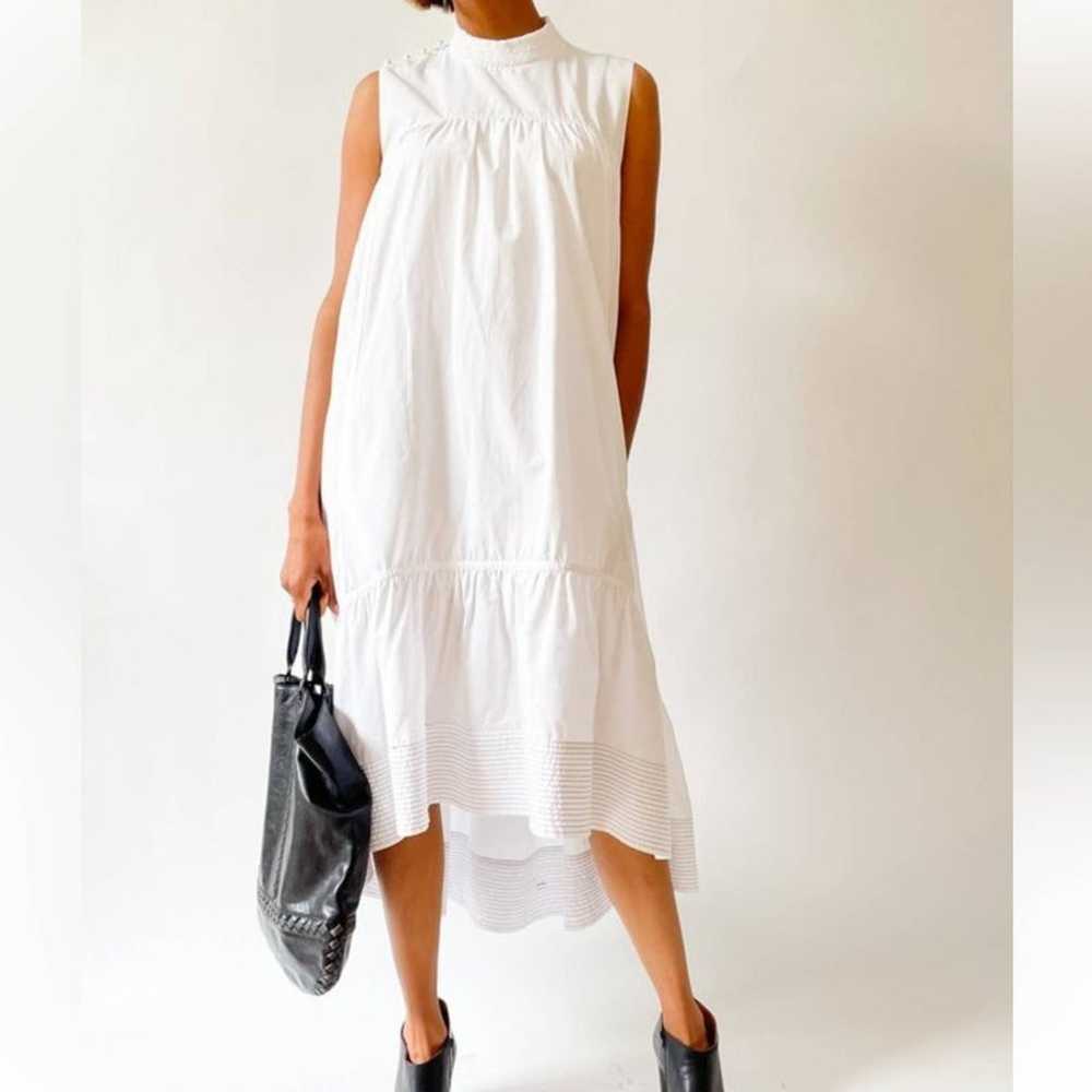 3.1 Philip Lim Drop Waist midi hi lo white cotton… - image 1