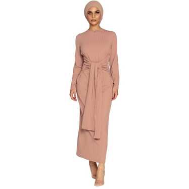 VEILED COLLECTION Ribbed Tie Waist Long Sleeve Wr… - image 1