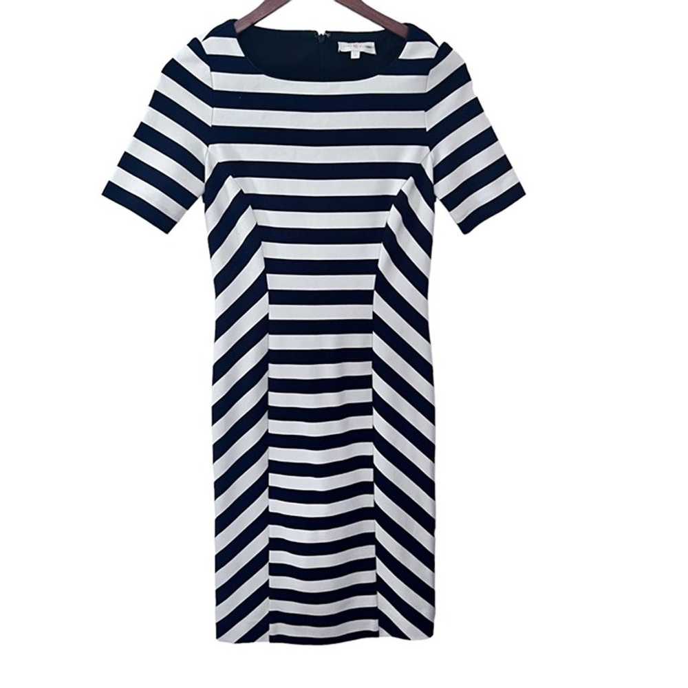 Tory Burch Navy and Cream Striped Midi Dress XS - image 2