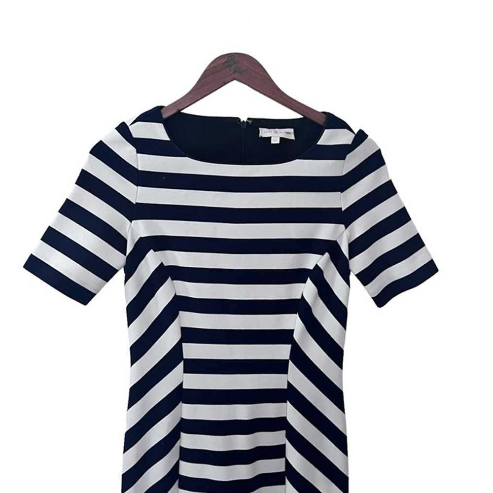 Tory Burch Navy and Cream Striped Midi Dress XS - image 3