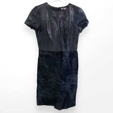 LORD AND TAYLOR Black Leather Calf Hair Short Sle… - image 1