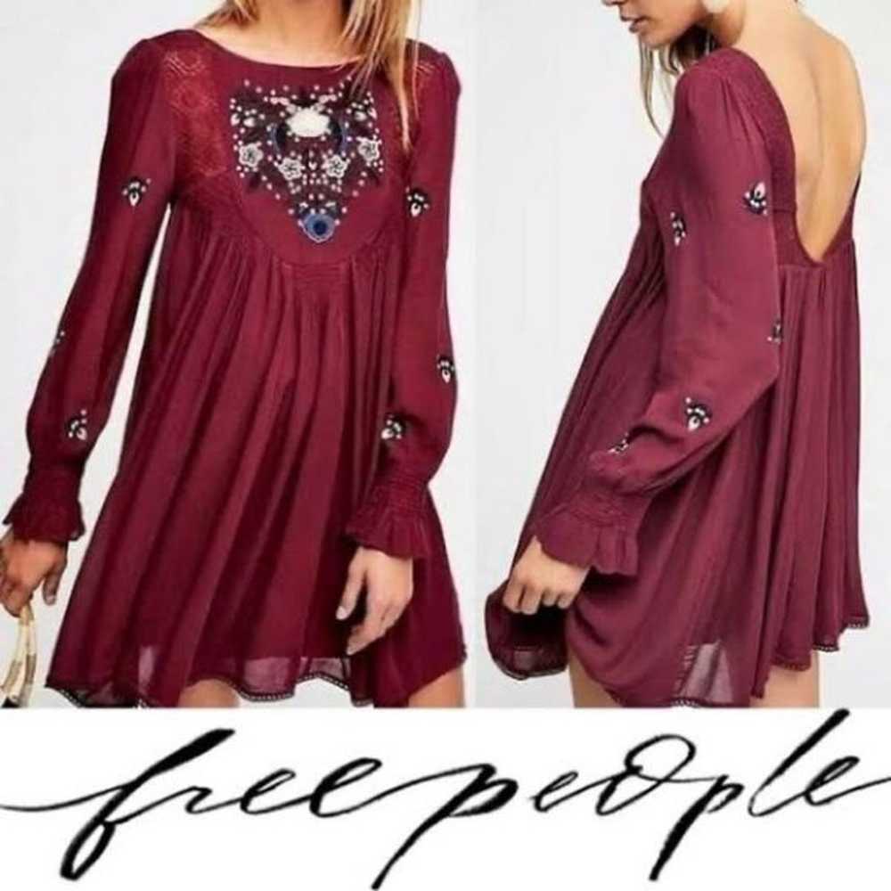 Free People Embroidered Mojave Bohemian Mini Dres… - image 3