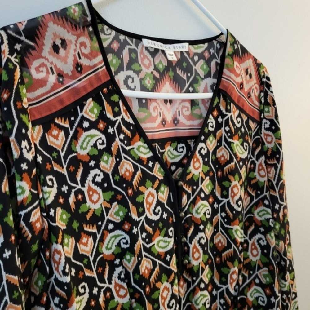 Size 2 Veronica Beard Venice 100% Silk Shift Dres… - image 7