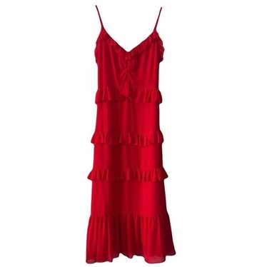Michael Kors Red Ruffle Midi Cami Dress - image 1
