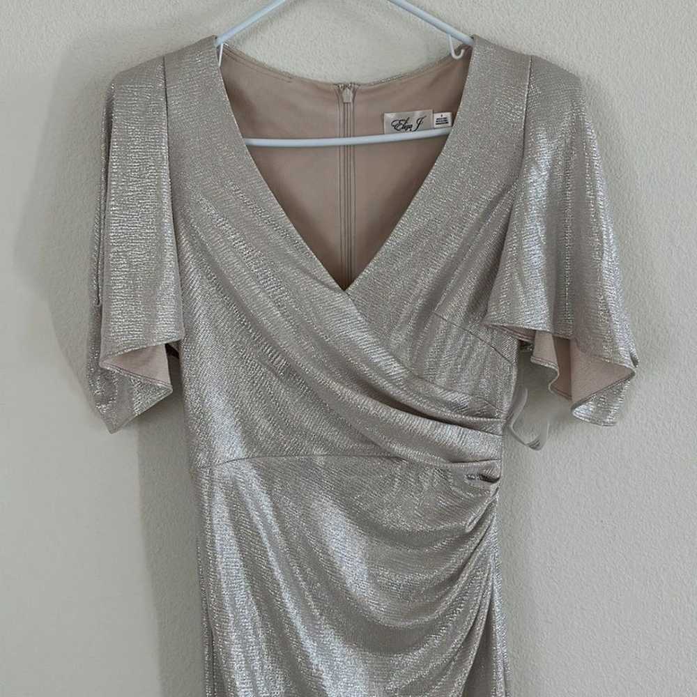 NWOT Eliza J Silver Metallic Evening Gown - image 4