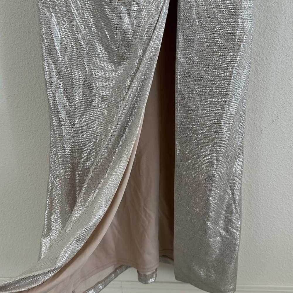 NWOT Eliza J Silver Metallic Evening Gown - image 6