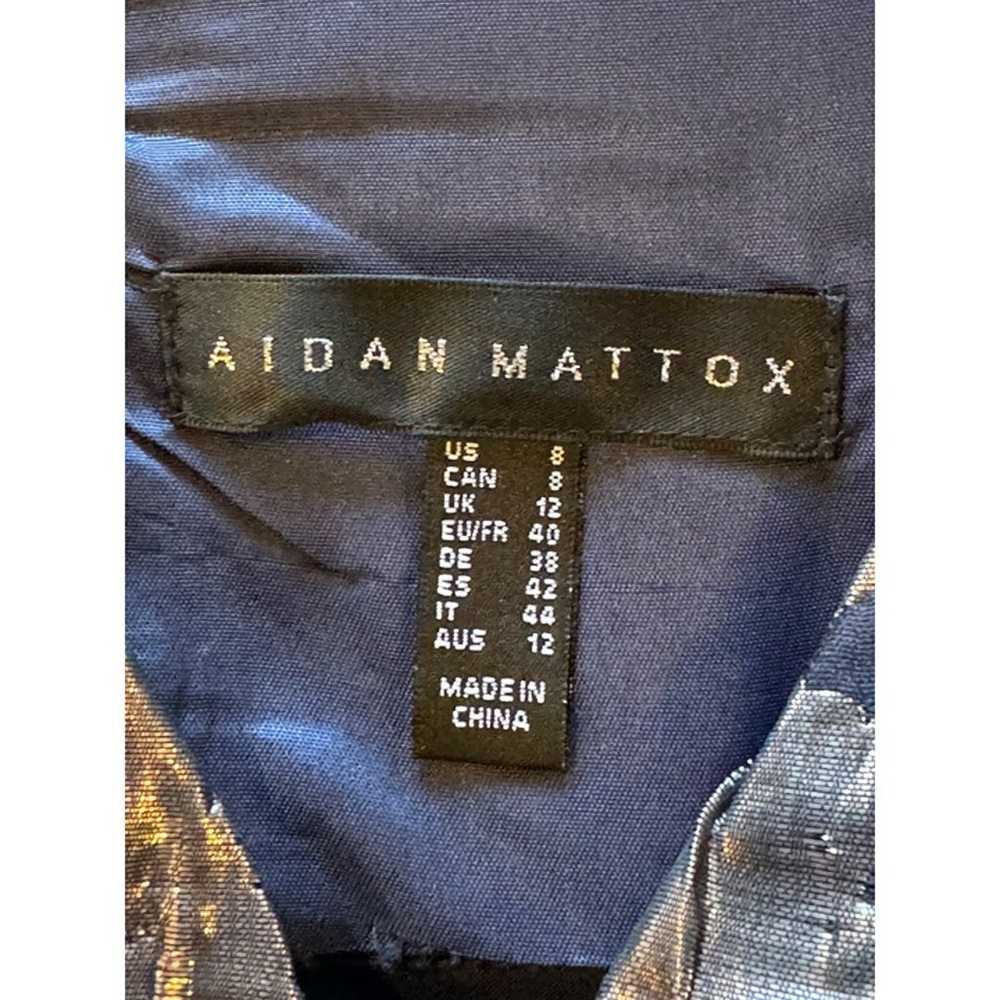 Aidan Mattox Blue Gray & Silver V Neck Fit And Fl… - image 9