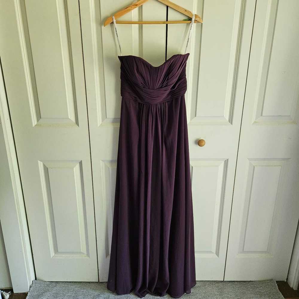 David's Bridal Long Strapless Plum Chiffon Dress … - image 5