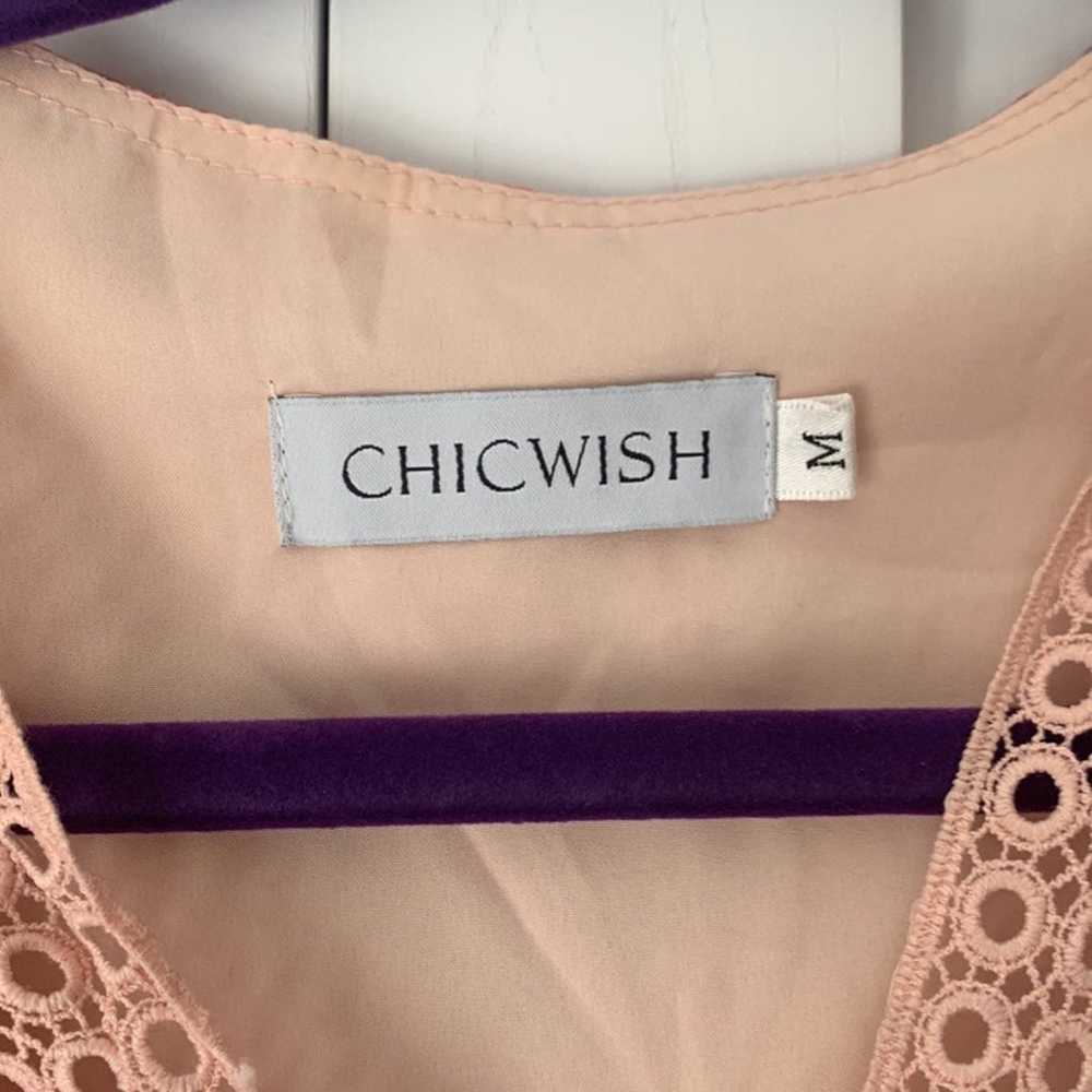 Chicwish RED FLORAL CROCHET FRILLING CHIFFON DRESS - image 3