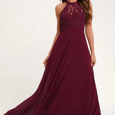 Dance All Evening Burgundy Lace Maxi Dress - image 1