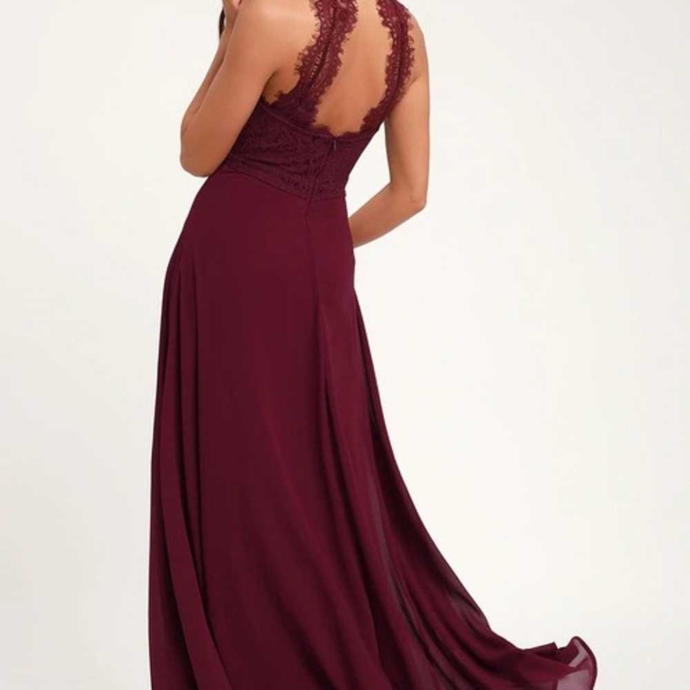 Dance All Evening Burgundy Lace Maxi Dress - image 3