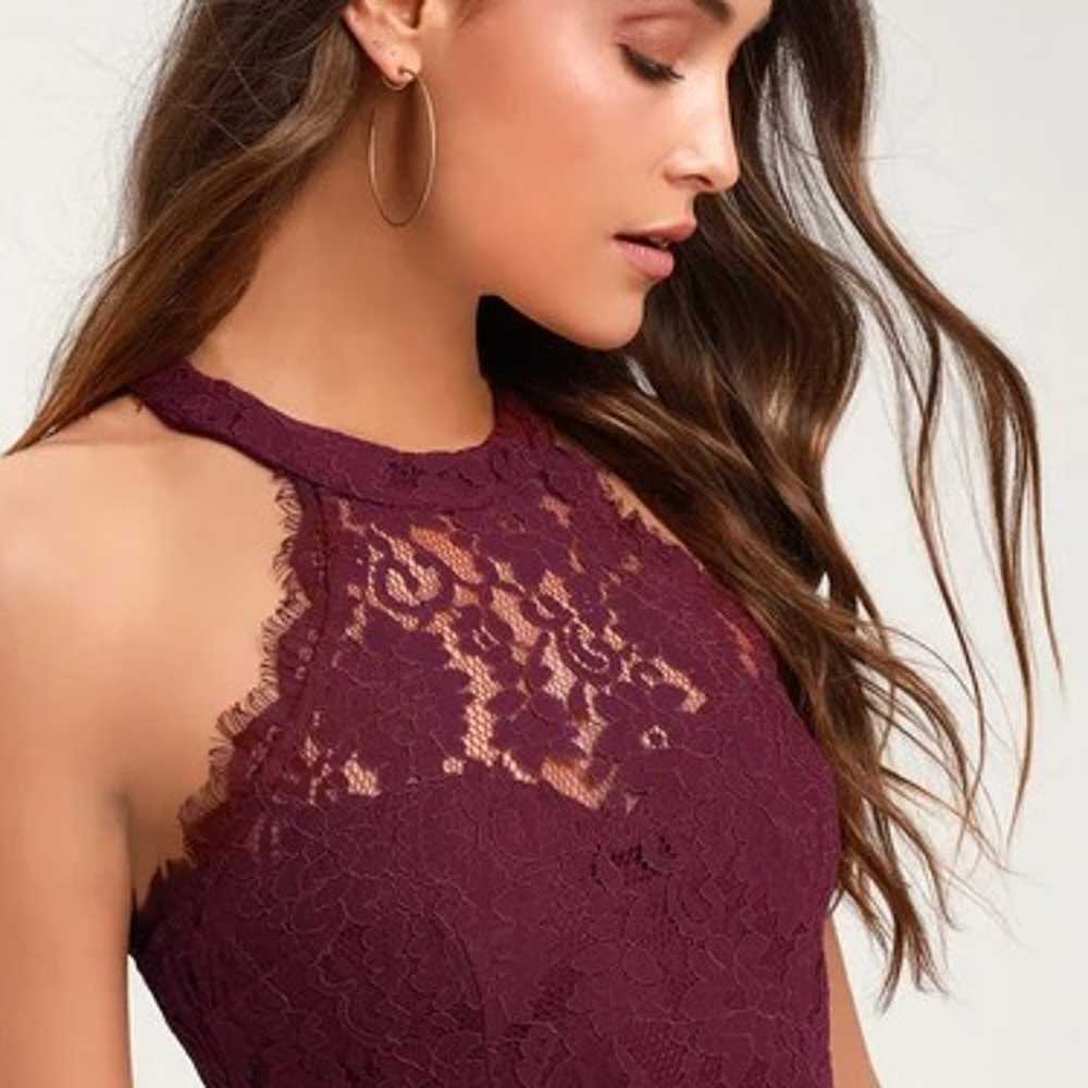 Dance All Evening Burgundy Lace Maxi Dress - image 4