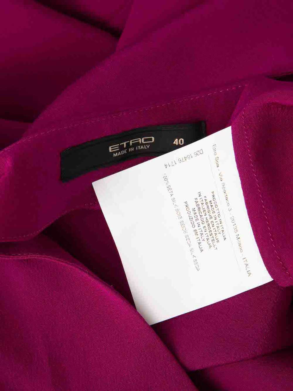 Etro Fuchsia Silk Long Sleeve V-Neck Blouse - image 4