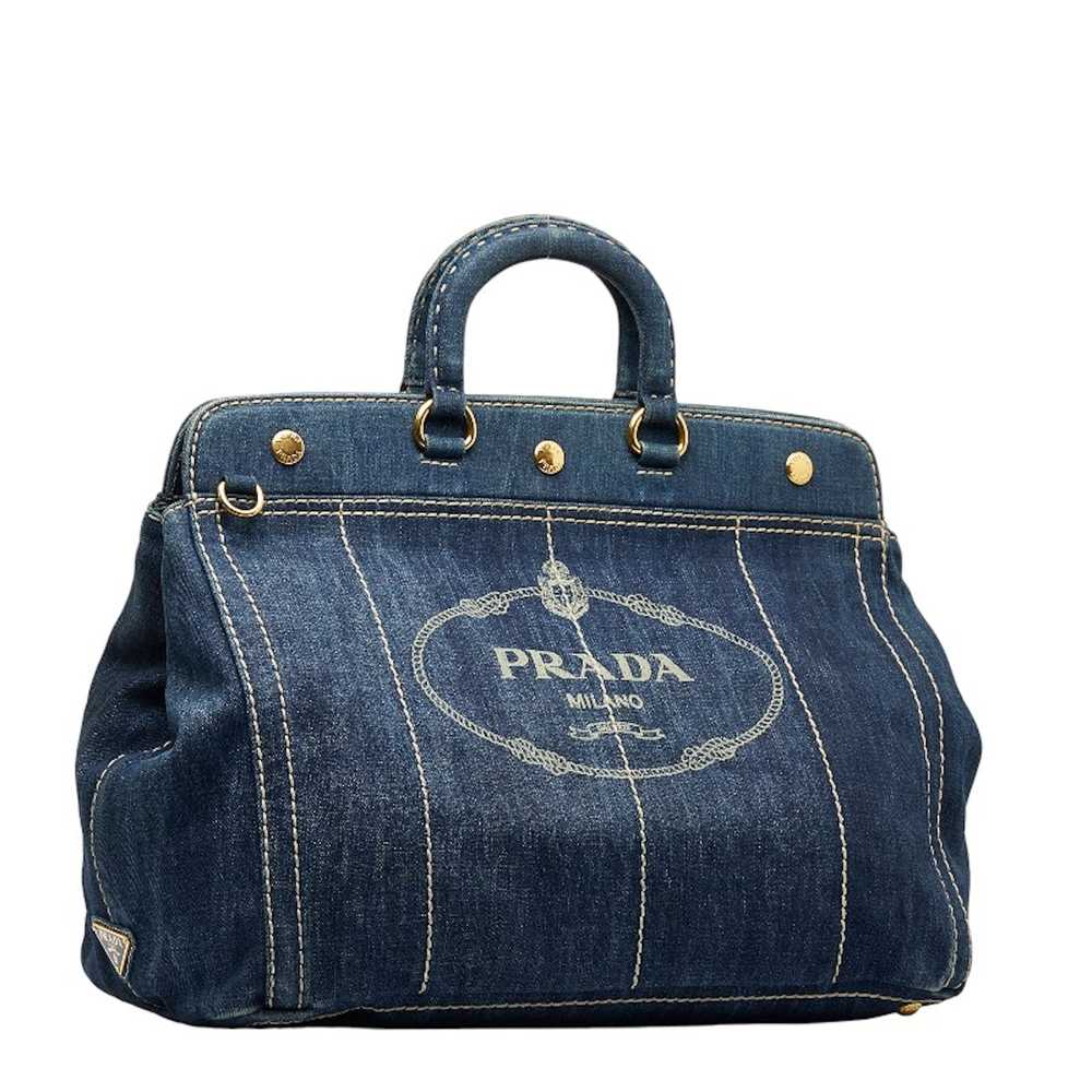 Prada Prada Handbag Shoulder Bag 2way Navy Gold L… - image 3