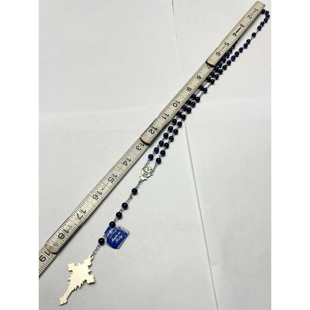 Vintage Vintage blue silver rosary necklace - image 5