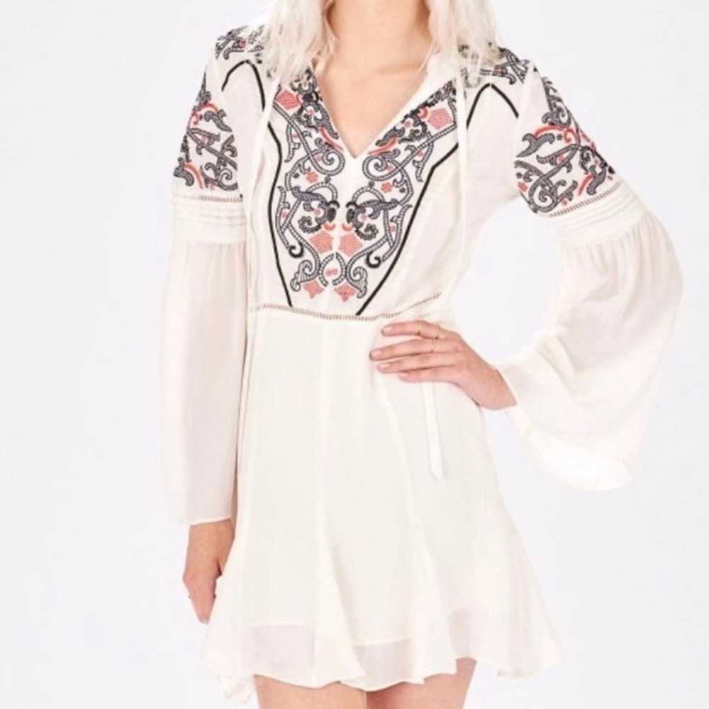 Parker Milly Embroidered Silk Long Sleeve Dress - image 1