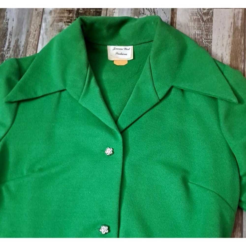 Womens Vintage Maxi Dress Polyester Green W Belt … - image 2