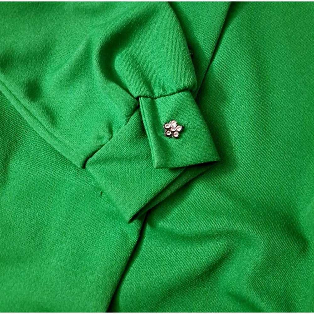 Womens Vintage Maxi Dress Polyester Green W Belt … - image 8