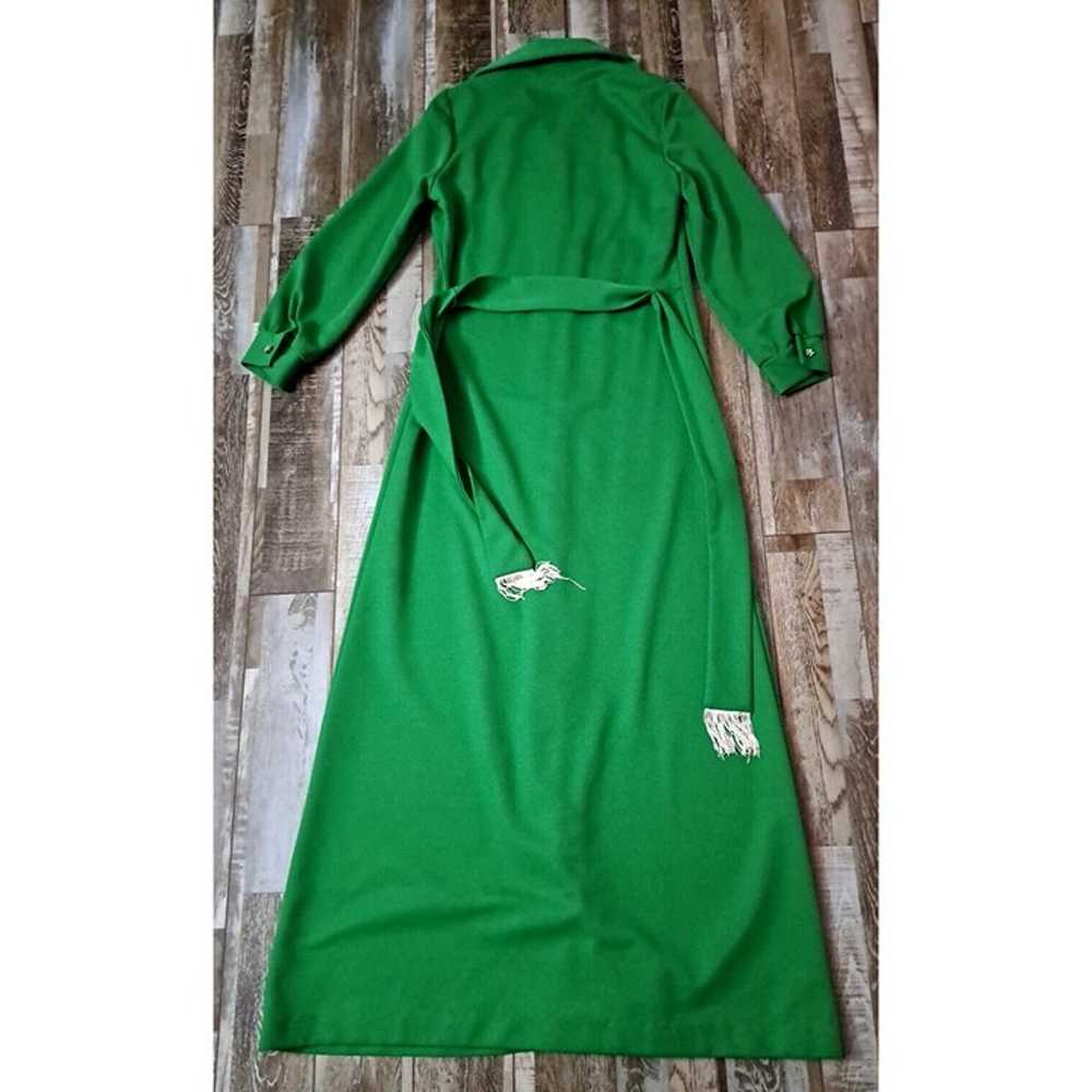 Womens Vintage Maxi Dress Polyester Green W Belt … - image 9