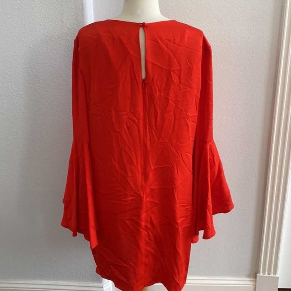 Milly Women's Red Ruffle Bell Sleeve Mini Dress S… - image 3