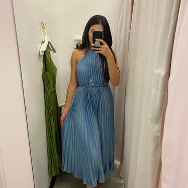 Ballroom Bliss Slate Blue Pleated Maxi Dress