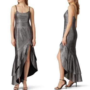 Hutch Metallic tweed asymmetrical midi dress