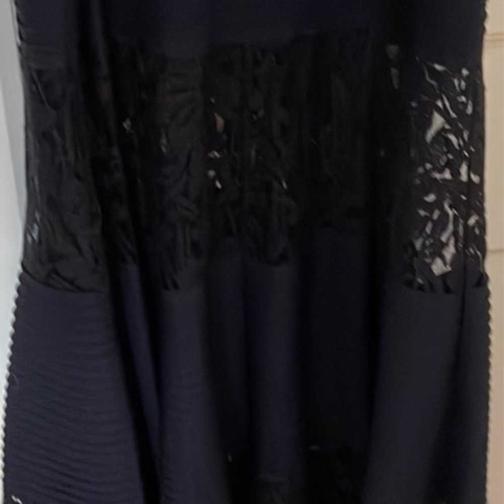 Tadashi Shoji Blue Fit and Flair Ribbed Long Dress - image 3