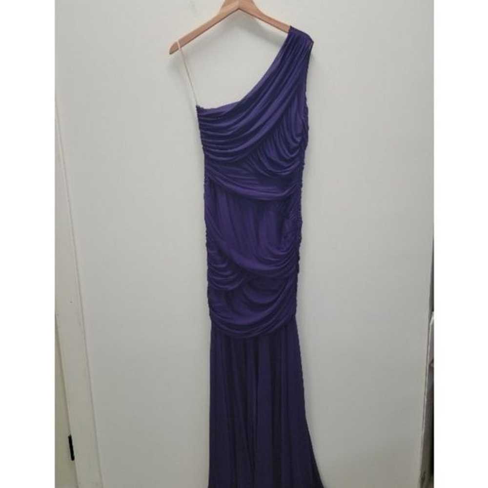 Halston Heritage One Shoulder Gown Maxi Dress Pur… - image 2