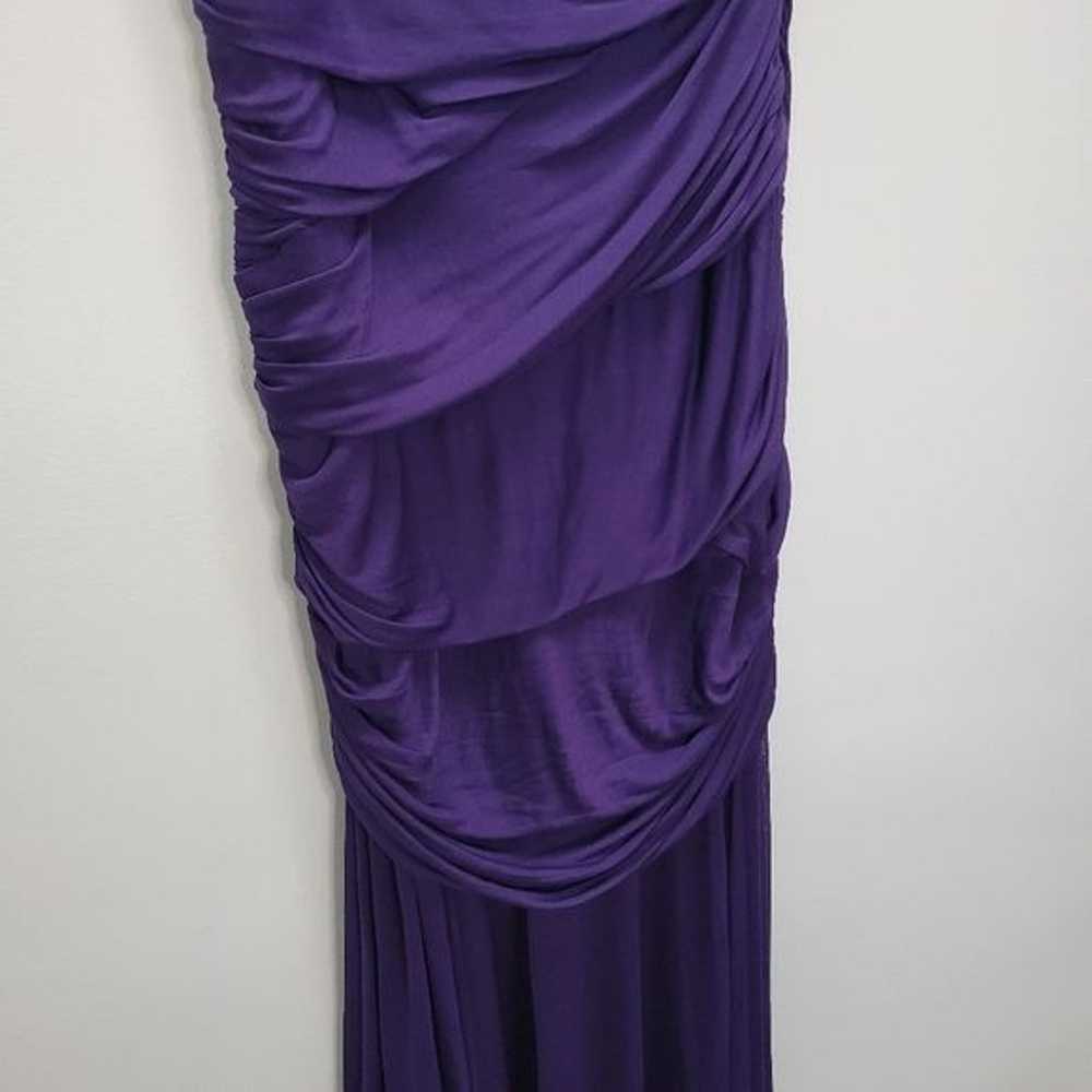 Halston Heritage One Shoulder Gown Maxi Dress Pur… - image 8