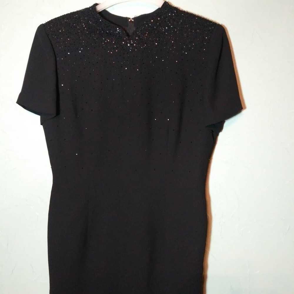 Donna Morgan Black Dress/ Beaded Accents - image 3