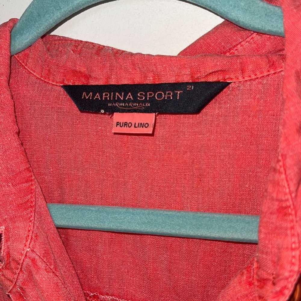 Marina Rinaldi Maxi Shirt Dress Size 12 Coral Lin… - image 4