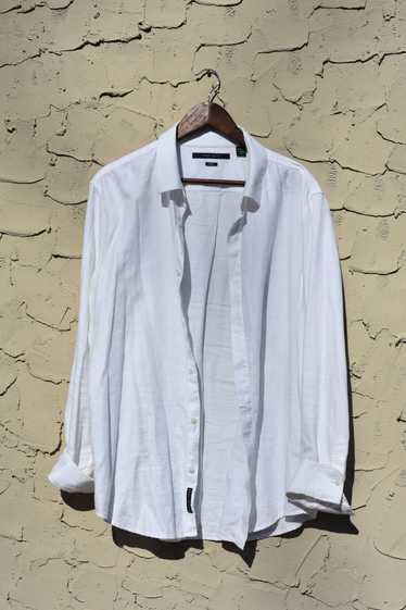 Perry Ellis White Design Dress Shirt