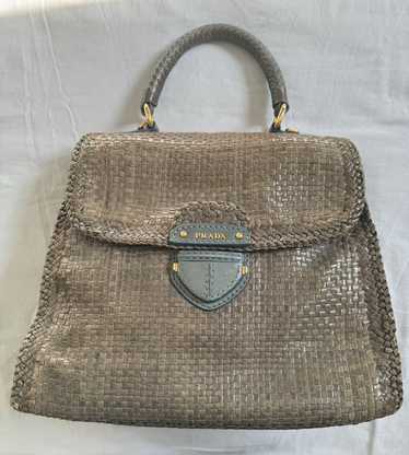 Prada Prada Woven Goatskin Leather Madras Bag