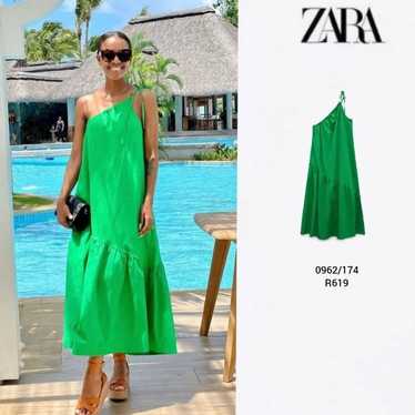 Zara Green Combined Asymmetric Dress.