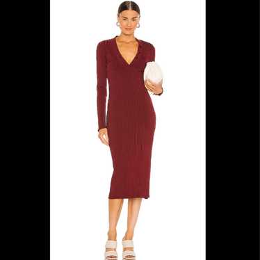 L’ACADEMIE The Clarissa Midi Dress in Red Wine - image 1